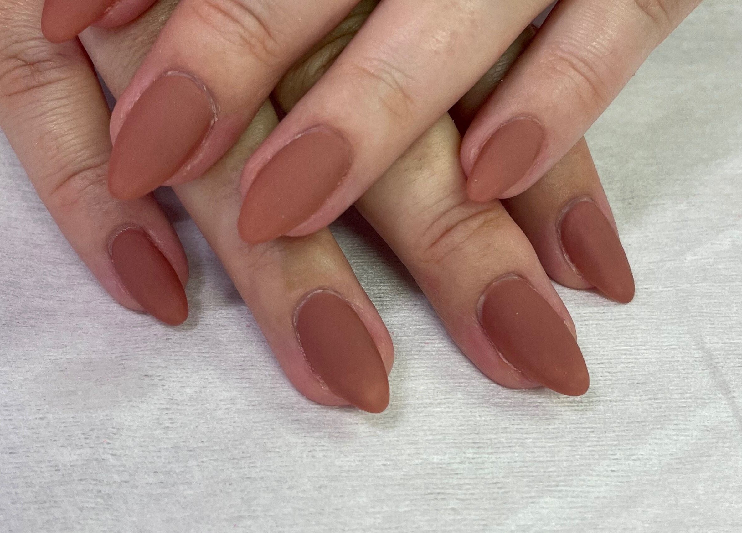 Elegant terracotta nail art at Brushed Nails by Nobi in Randburg, Gauteng, ZA, showcases professional craftsmanship.