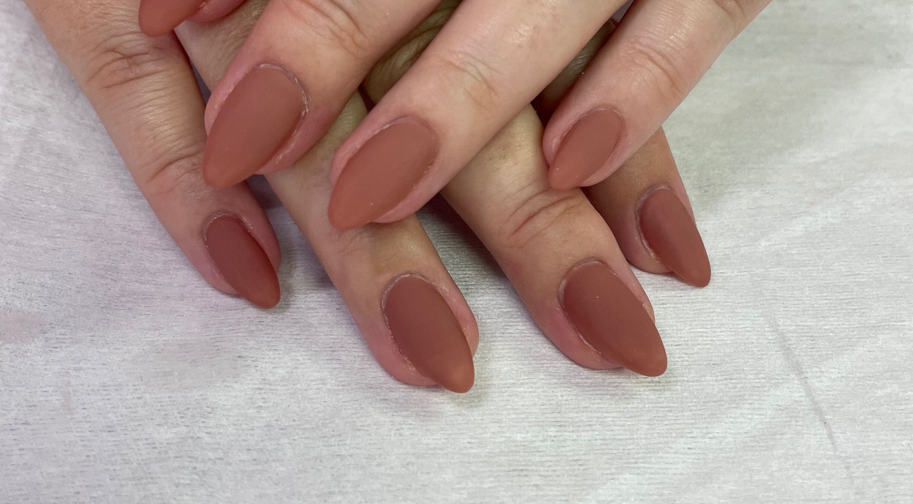 Elegant terracotta nail art at Brushed Nails by Nobi in Randburg, Gauteng, ZA, showcases professional craftsmanship.