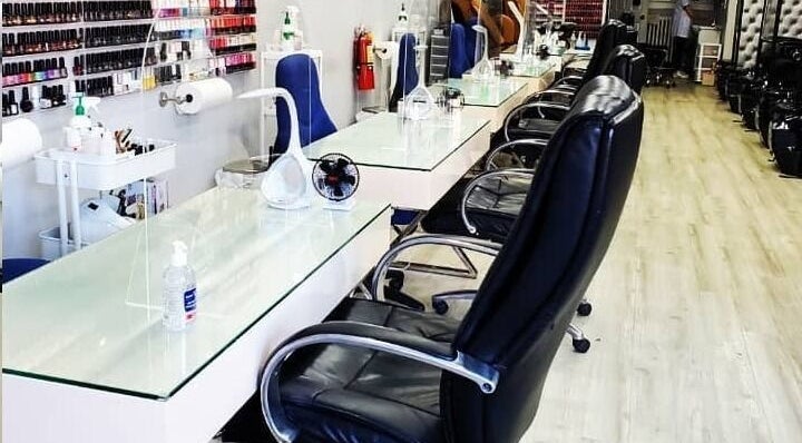 LTS Nails salon interior featuring elegant manicure stations in Toronto, Ontario, CA.