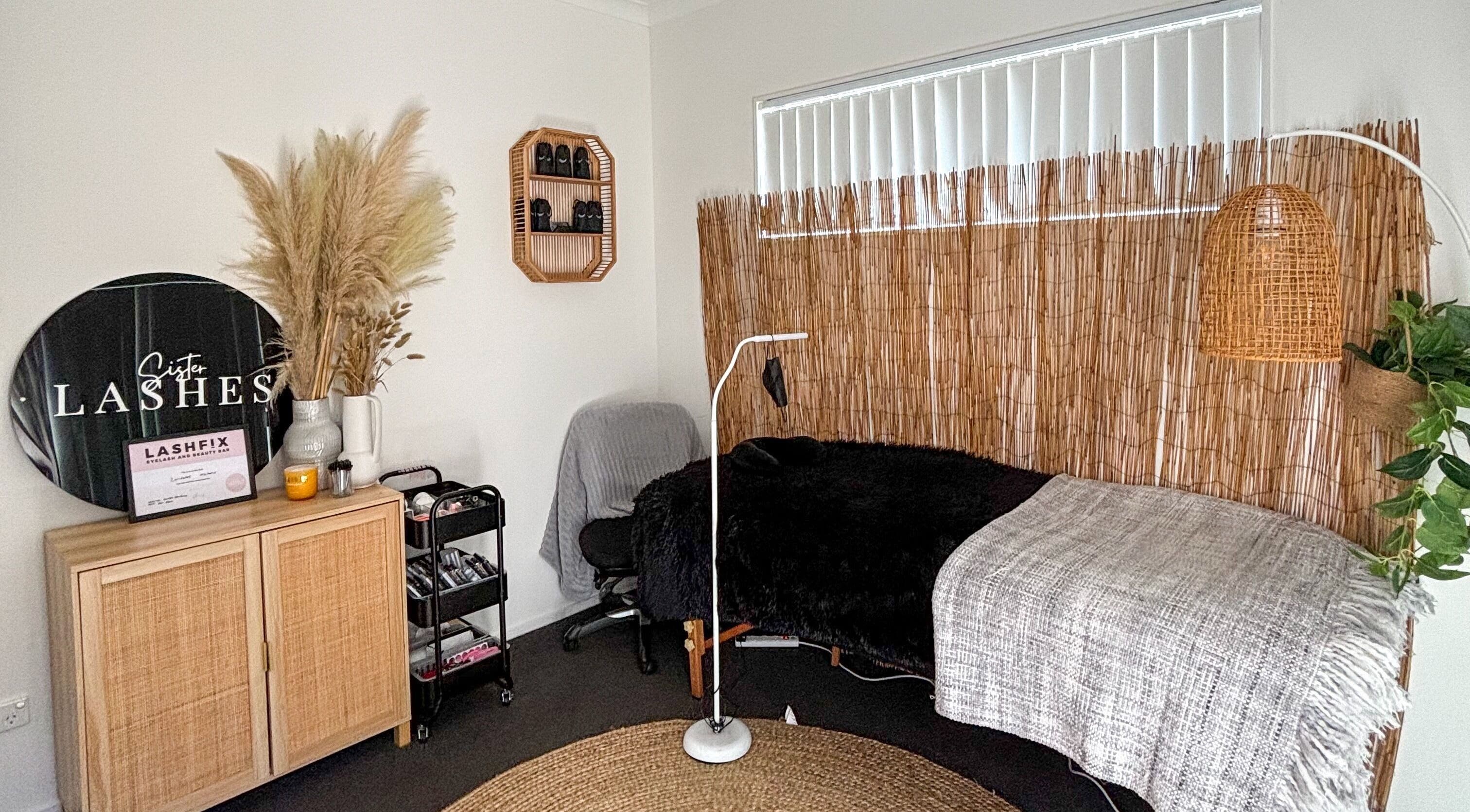 Elegant treatment room at Sister Lashes in Auckland, NZ, featuring tranquil decor and a welcoming atmosphere.