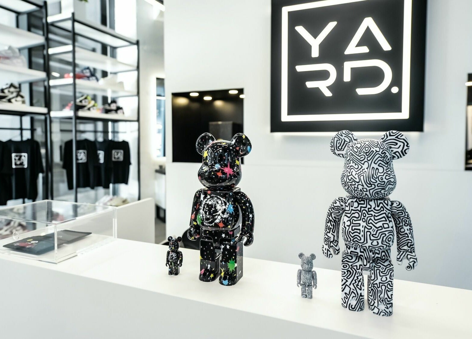 Modern decor with artistic figures at YARD Barber and Shop in Dubai, AE.