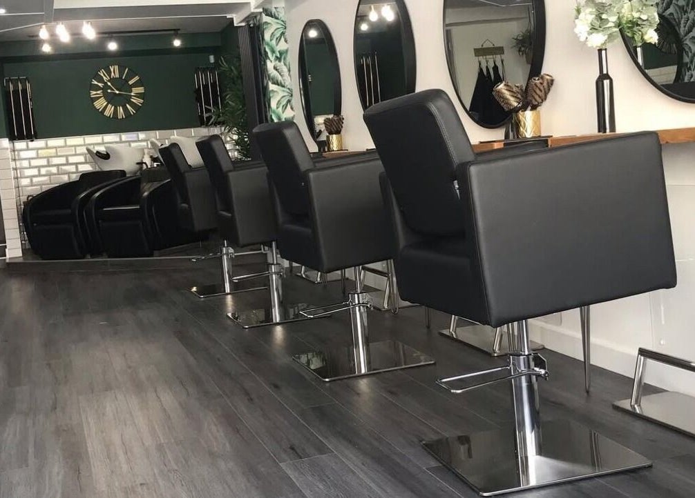 Modern salon chairs at thehideaway_hayley in Bourne, England, GB, offering a chic beauty experience.