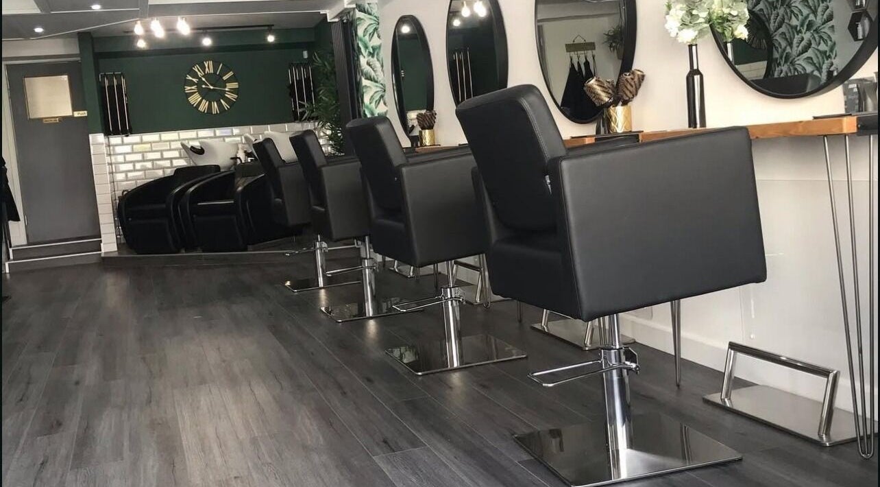 Modern salon chairs at thehideaway_hayley in Bourne, England, GB, offering a chic beauty experience.