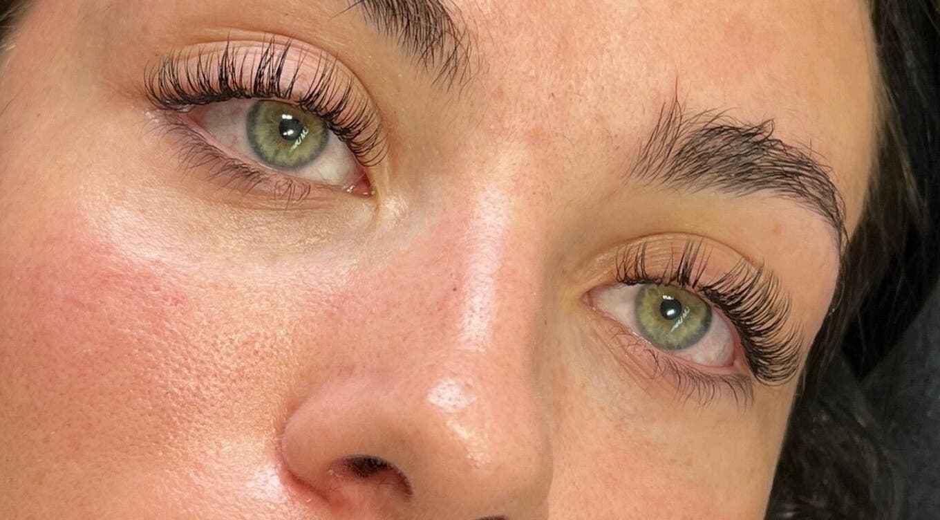 Close-up of lash extensions at LLM Lashes, North Shields, England, GB highlighting detailed artistry.