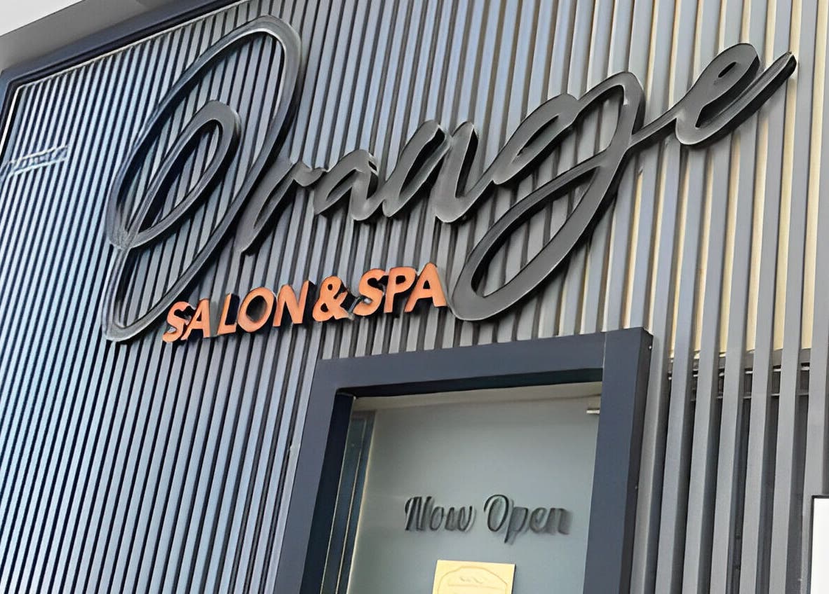 Entrance of Orange Spa in Muscat, Muscat Governorate, OM, highlighting modern signage.
