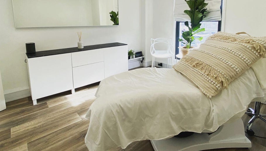 Serene therapy room at COCO ROSE BEAUTY, St Austell, England, GB, showcasing elegant decor and cozy ambiance.