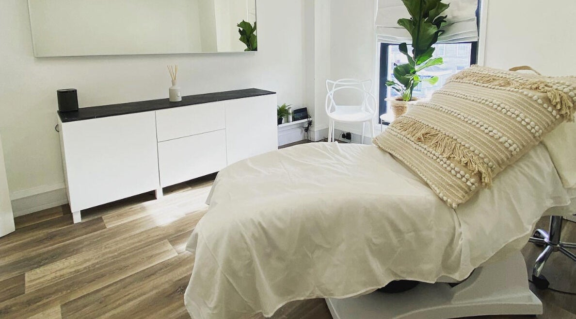 Serene therapy room at COCO ROSE BEAUTY, St Austell, England, GB, showcasing elegant decor and cozy ambiance.