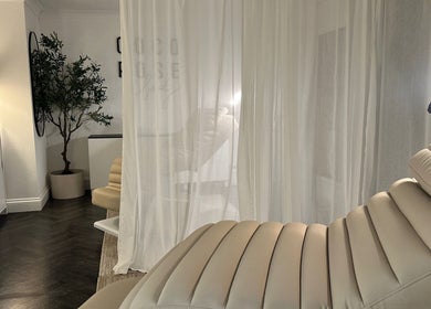Relaxing massage area at COCO ROSE BEAUTY, featuring elegant decor in St Austell, England, GB.