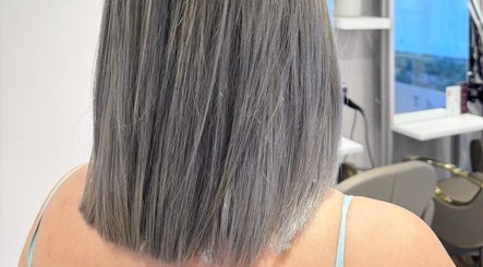 Elegant gray bob hairstyle at The Hair Society, Singapore, Singapore, SG, showcasing modern hair design.