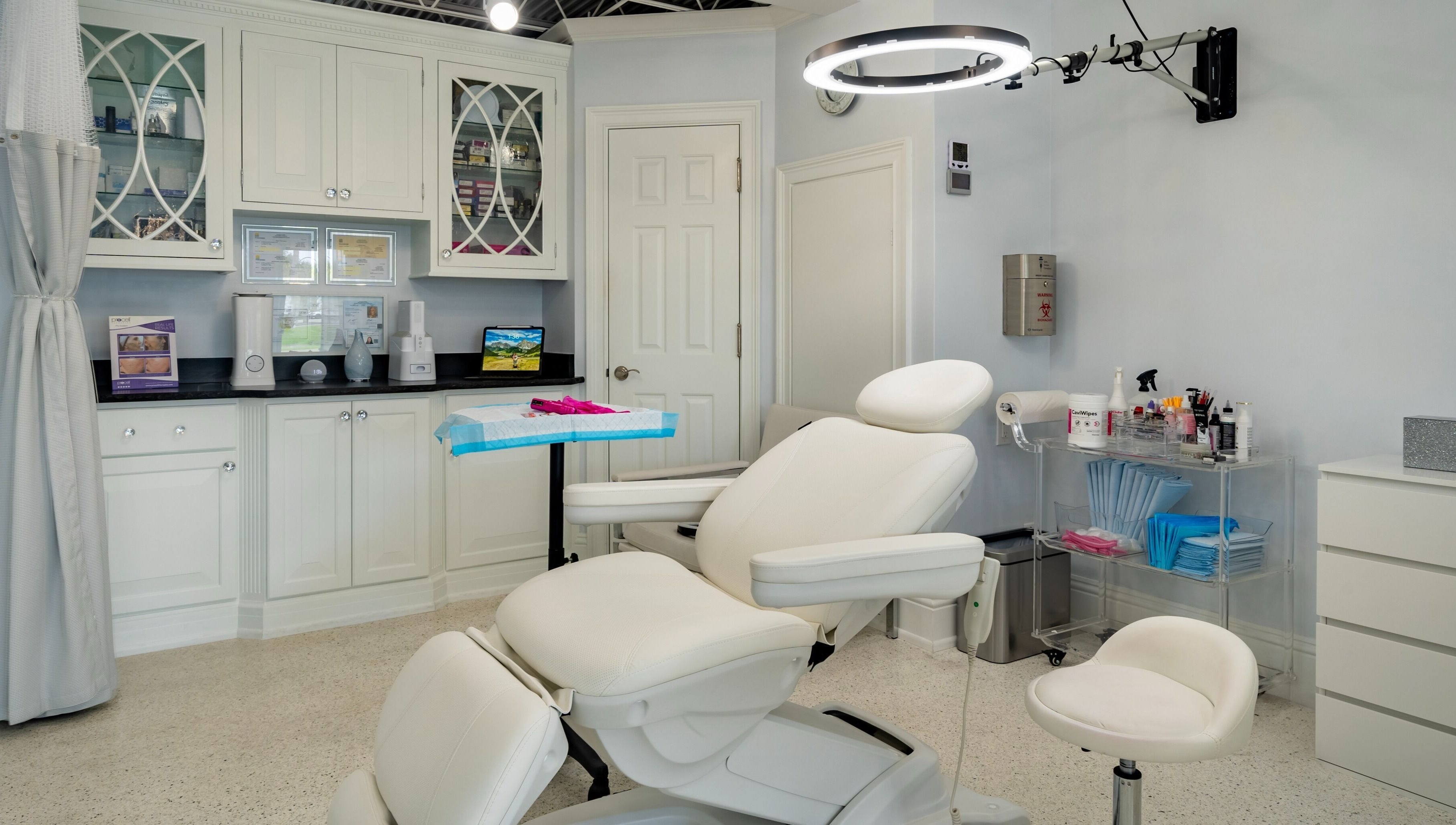 Luxurious treatment room at By Pri in Vero Beach, Florida, US, featuring a comfortable white chair.