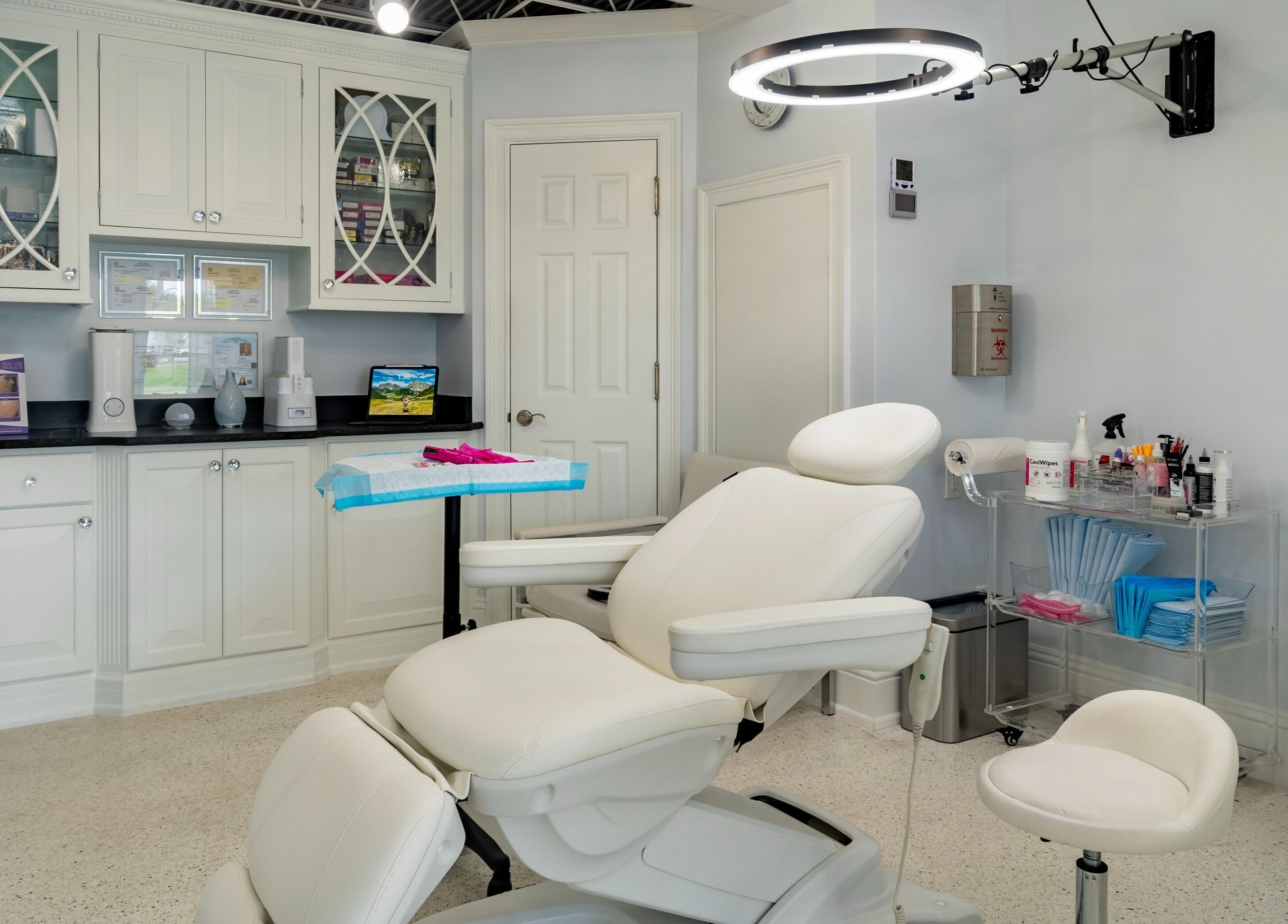 Luxurious treatment room at By Pri in Vero Beach, Florida, US, featuring a comfortable white chair.