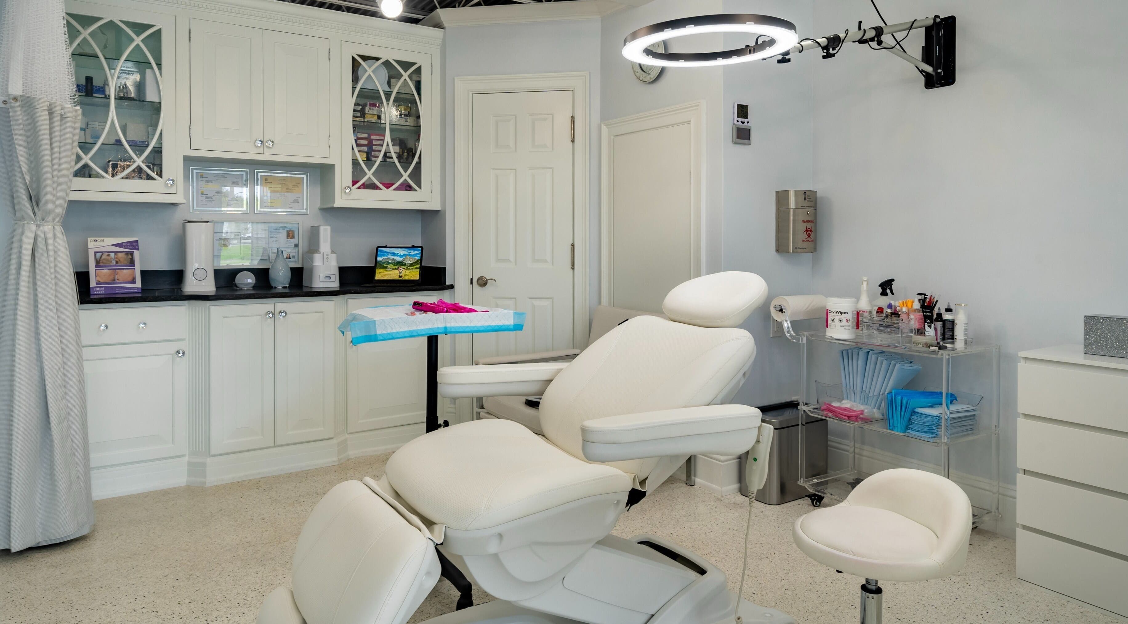 Luxurious treatment room at By Pri in Vero Beach, Florida, US, featuring a comfortable white chair.