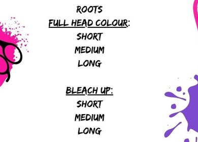 Vicki D in Hoylake, England, offers hair color services including roots and full head color options.