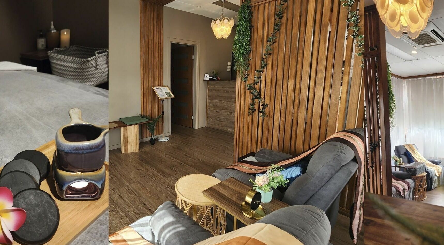 Relaxing interior of Hawka Thai Massage Centre, Hawker, AU, featuring cozy chairs and calming decor.
