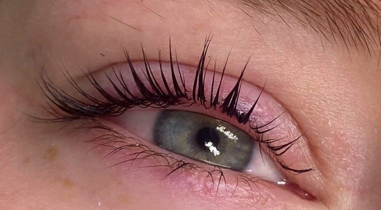 Close-up of expertly applied eyelashes at BL Lashes & Brows, Chorley, England, GB.
