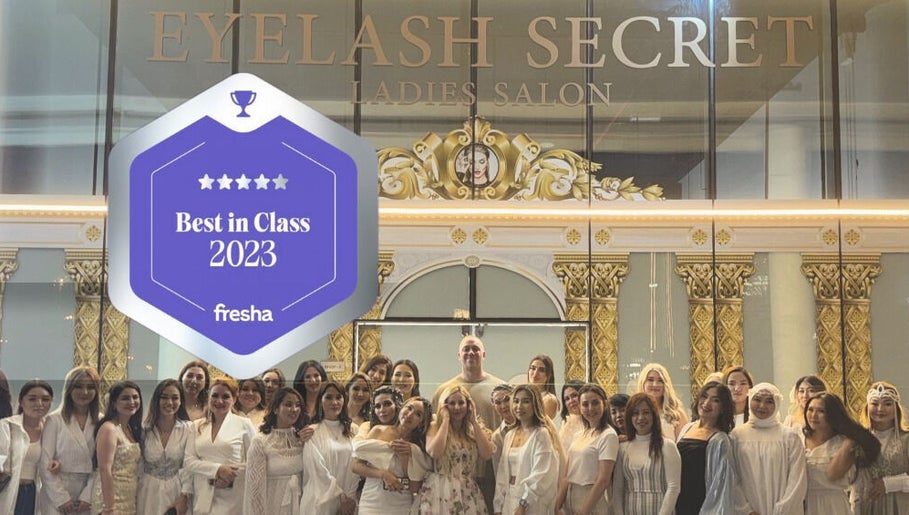 Eyelash Secret Ladies Salon Iris Bay team celebrating Best in Class 2023 award in Dubai, Dubai, AE.