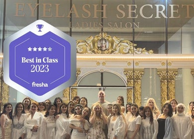 Eyelash Secret Ladies Salon Iris Bay team celebrating Best in Class 2023 award in Dubai, Dubai, AE.