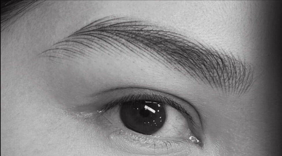 Close-up of expertly shaped eyebrow at VitaBrows PMU & Lash, Miami, Florida, US.