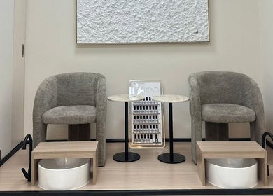 Relaxing pedicure chairs at Skin Harmony Beauty Salon in Dubai, Dubai, AE offering luxury wellness services.