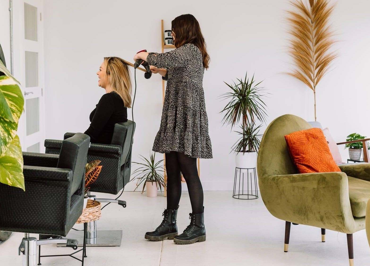 Hayley Edwards at Creative Space Kent in Faversham, England, GB creating a stylish look for a client.