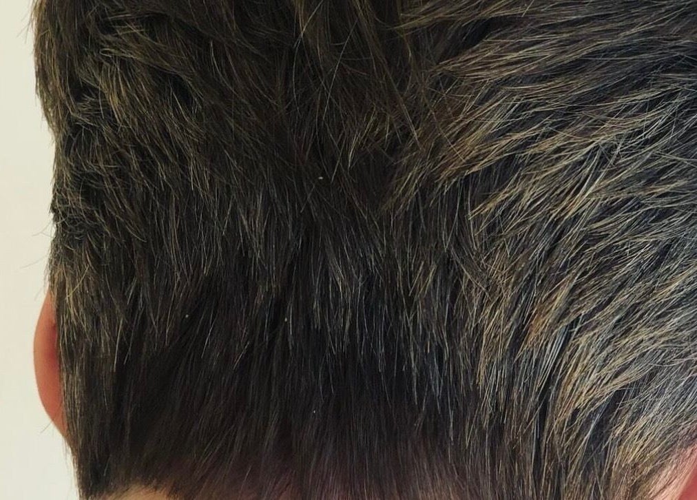 Close-up of a stylish haircut at Hayley Edwards, Creative Space Kent, Faversham, England, GB.