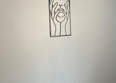 Minimalist artistic metal wall art at Lashes by Sisi, Montréal, Québec, CA.