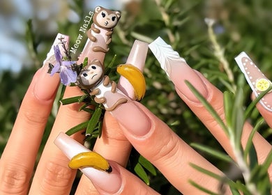 Creative nail art with 3D figures at Meow Nails Churchill SC x Bonnie Nails in Kilburn, South Australia, AU.