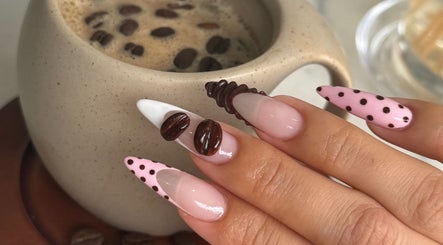 Stylish coffee-themed nail art at Meow Nails Churchill SC x Bonnie Nails, Kilburn, South Australia, AU.