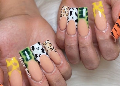 Bold animal print nails at Meow Nails Churchill SC x Bonnie Nails in Kilburn, South Australia, AU.