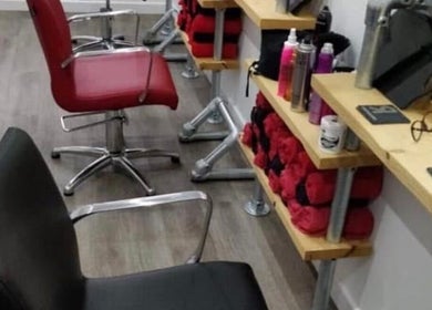 Hair styling chairs and equipment at Julie at Reflections Hair Studio, Herstmonceux, England, GB.