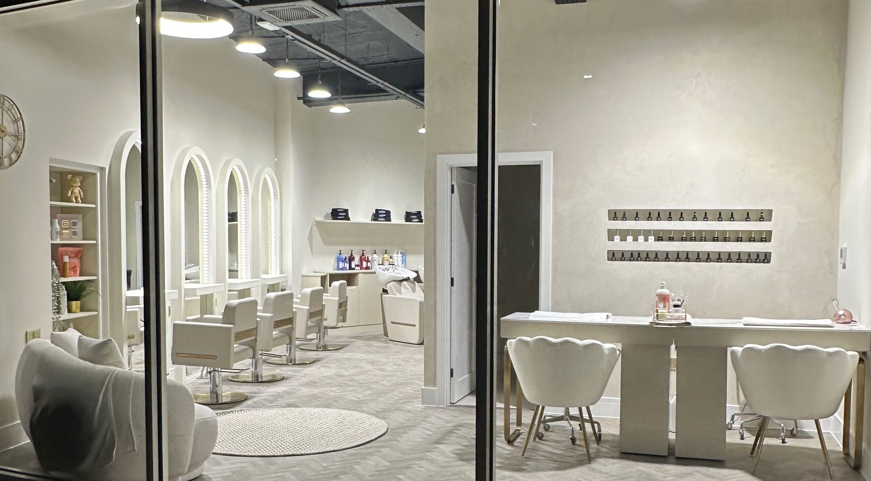 Chic salon seats and decor at Debut - Stanford-Le Hope in Stanford le Hope, England, GB.