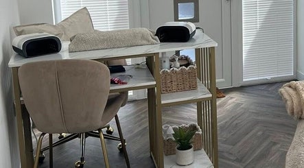 Elegant nail station at Chelle's Beauty, Lytham St Anne’s, England, GB, featuring a plush chair and chic decor.