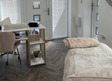 Relaxing spa room at Chelle's Beauty in Lytham St Anne’s, England, GB featuring modern decor and comfort.