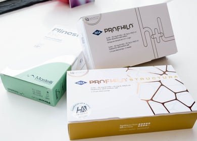 Skincare products at Replica Beauty, London, England, GB featuring Mastelli and Profhilo packaging.