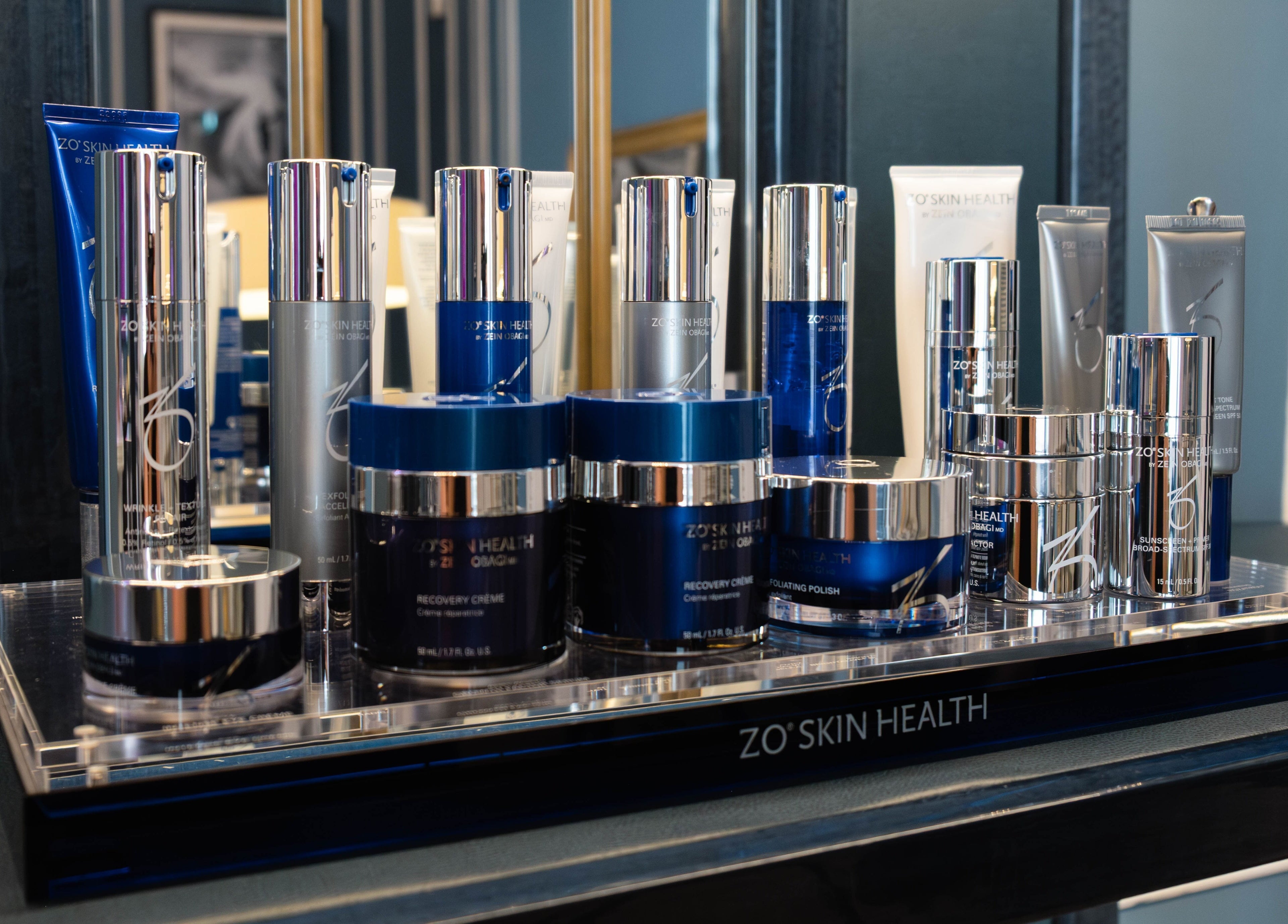 Zo Skin Health products elegantly displayed at ShamseAesthetics Harley Street, London, England, GB.