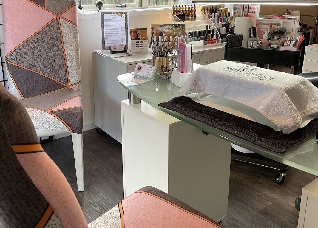 Luxurious nail station at Champagne Nails NZ, Rotorua, Bay Of Plenty, NZ, showcasing premium beauty service setup.