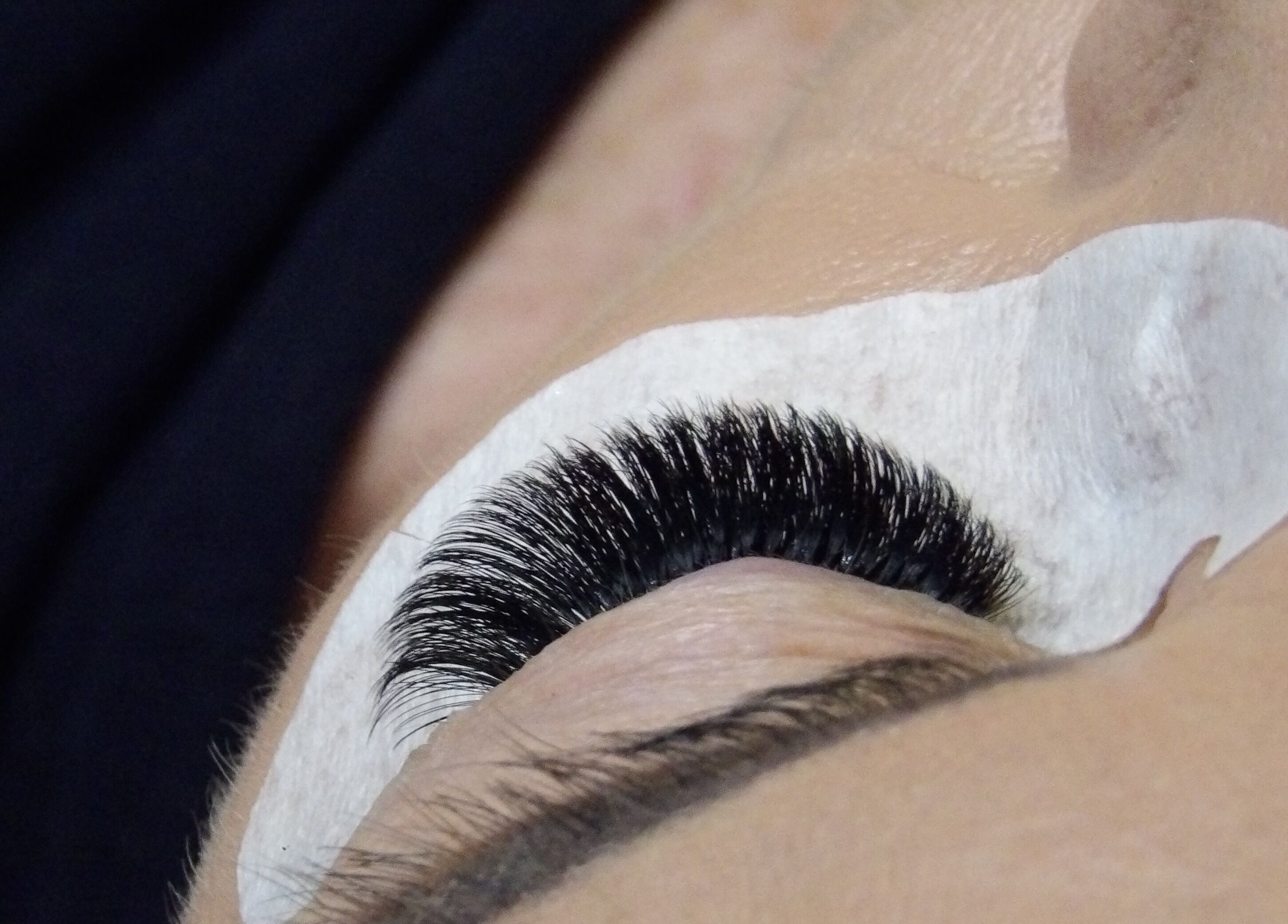 Close-up of eyelash extensions at Élique Lash + Brow Studio, Randburg, Gauteng, ZA.