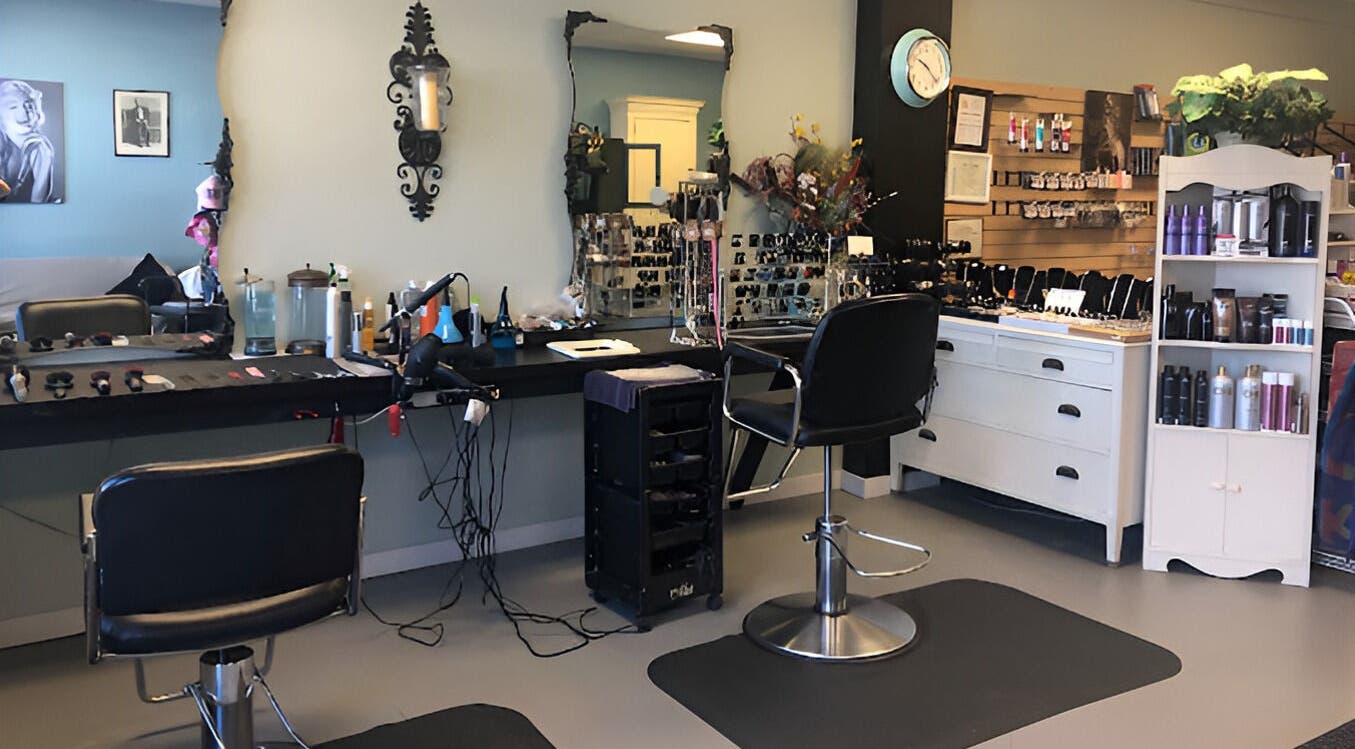 Modern styling station at Cutting Loose Hair Salon, Alberta Beach, Alberta, CA, showcasing elegant decor.