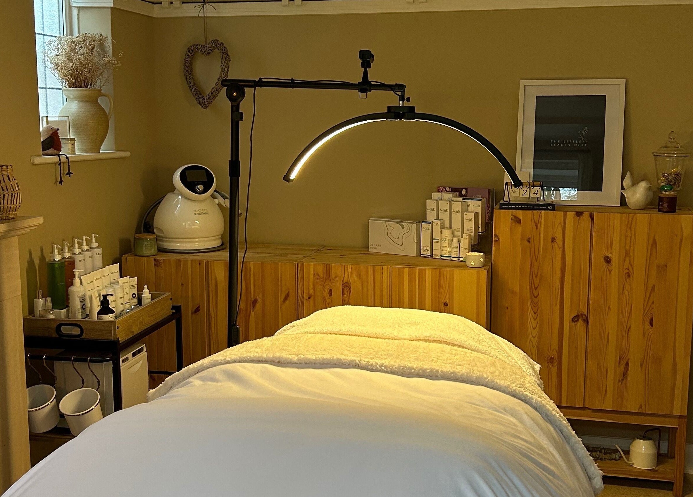 Serene and cozy treatment room at The Little Beauty Nest, Ilkeston, England, GB.
