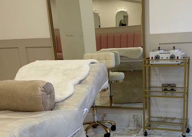 Luxurious spa bed and wax station at By Brown, Hetton-le-hole, England, GB, offering serene beauty treatments.