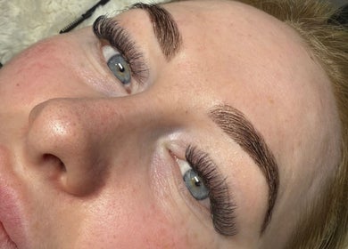 Close-up of eyelash extensions done at By Brown, Hetton-le-hole, England, GB enhancing natural beauty.