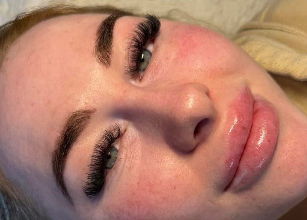 Close-up of eyelash extensions at By Brown, Hetton-le-hole, England, GB. Enhancing natural beauty.