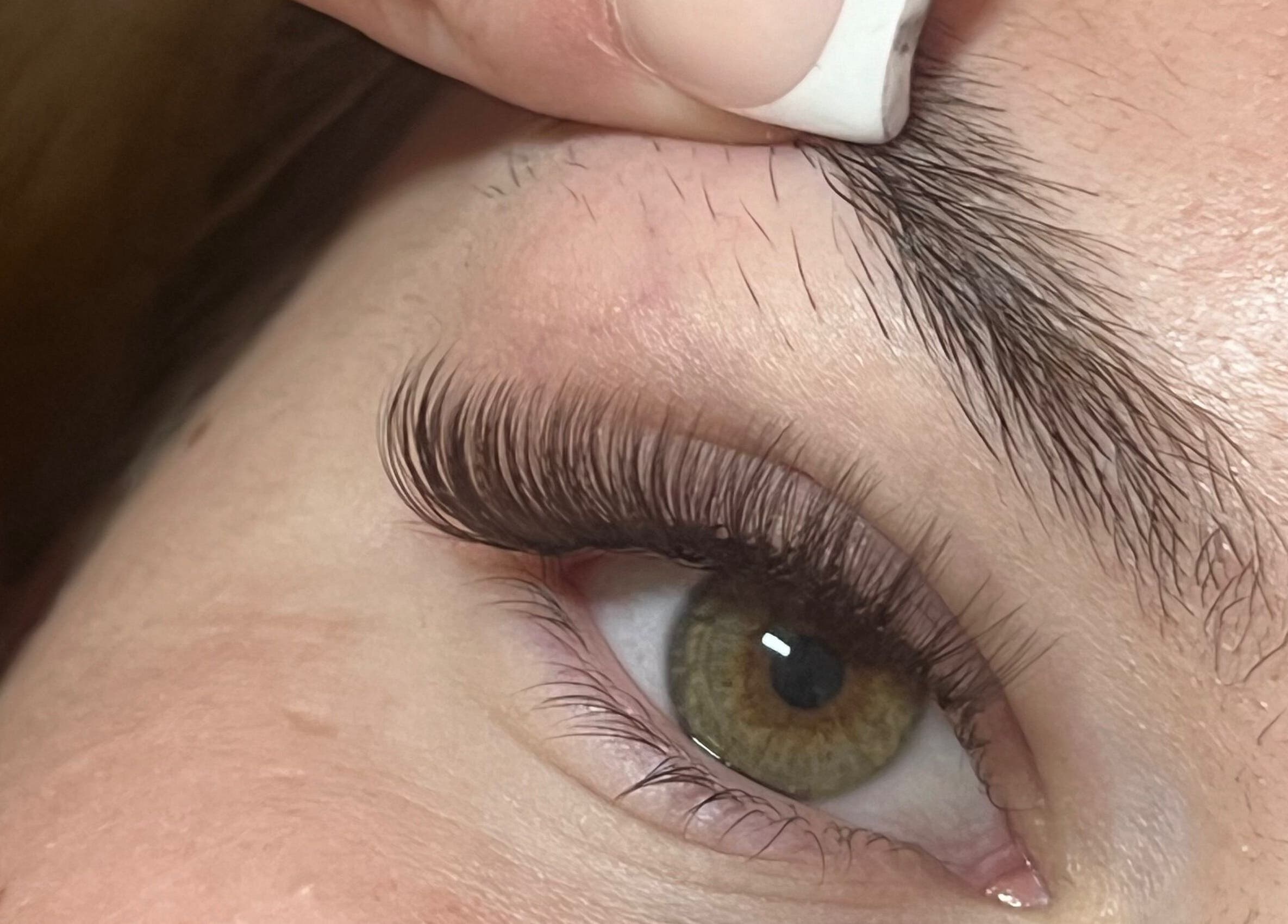 Close-up of expertly done eyelashes at LashesbyKiera in High Wycombe, England, GB.