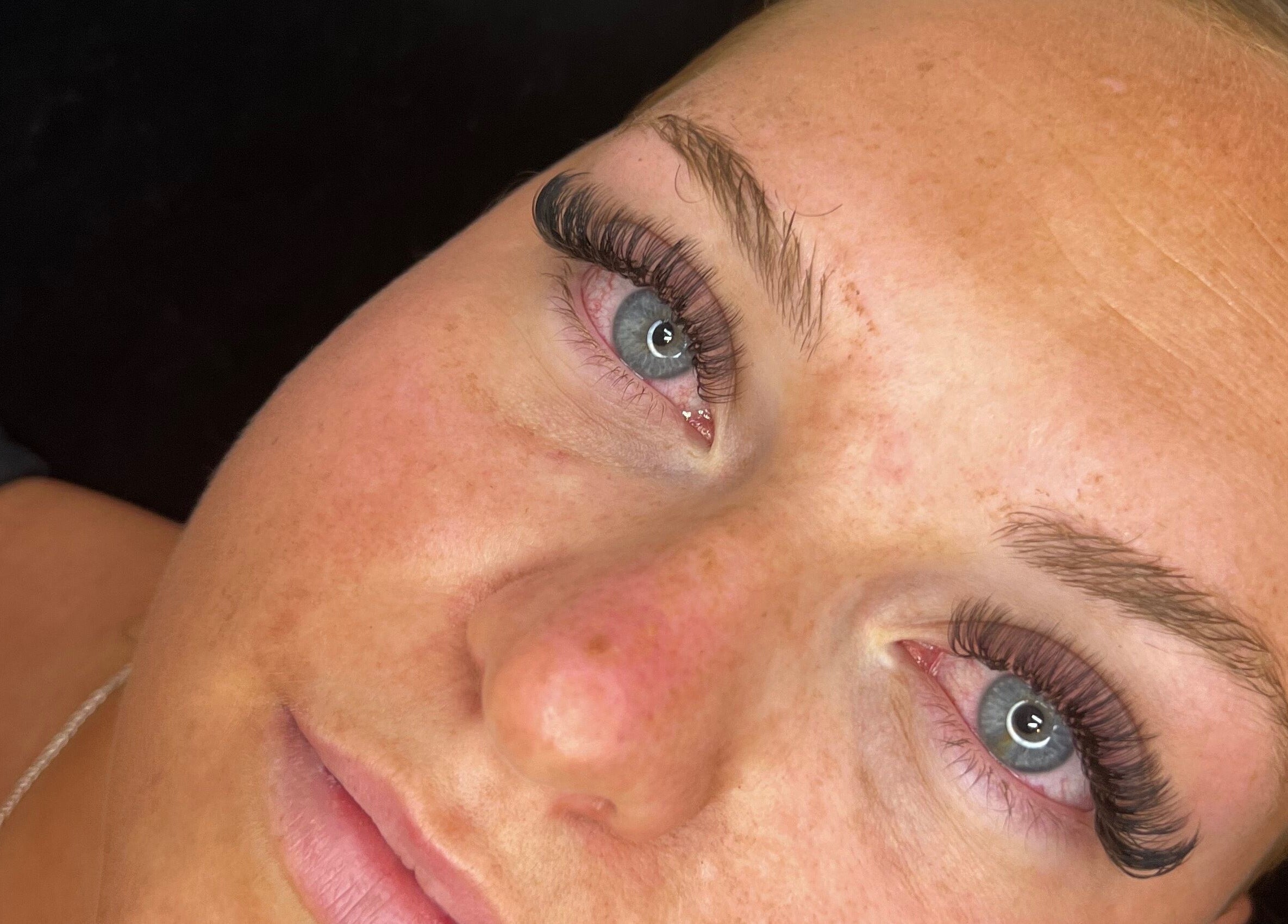 Close-up of voluminous eyelashes from LashesbyKiera in High Wycombe, England, GB.