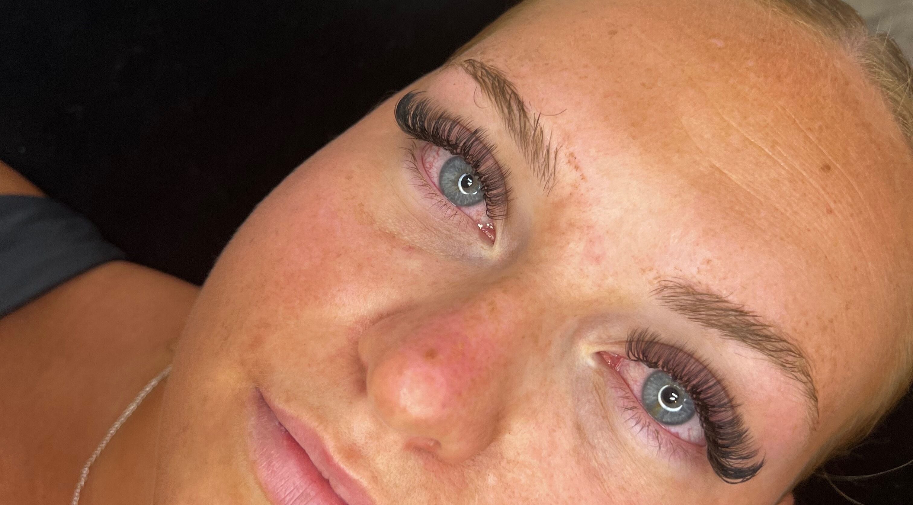 Close-up of voluminous eyelashes from LashesbyKiera in High Wycombe, England, GB.