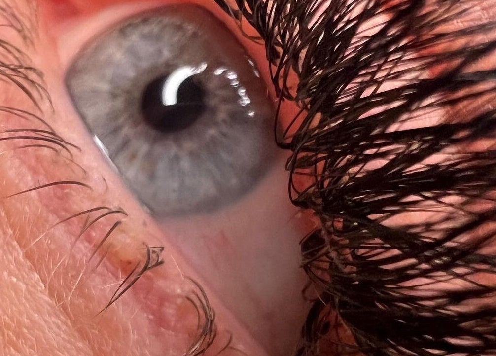 Close-up of eye with eyelashes at Berry Boutique, Epsom, England, GB showcasing beauty services.