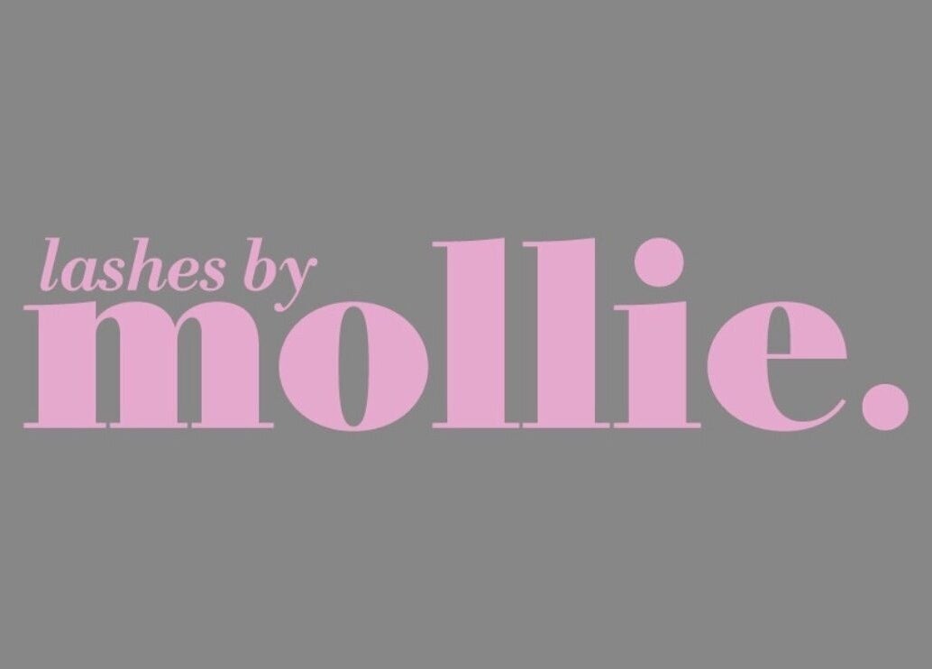 Mollie Williams Brows branding in pink, Barry, Wales, GB; stylish business identity.