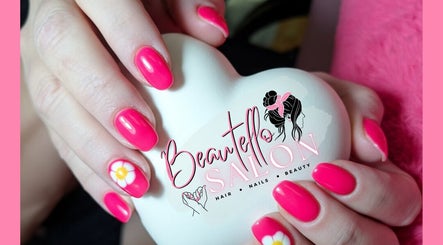 Bright pink floral nails at Beautello, Polokwane, Limpopo, ZA, showcasing expert nail artistry.