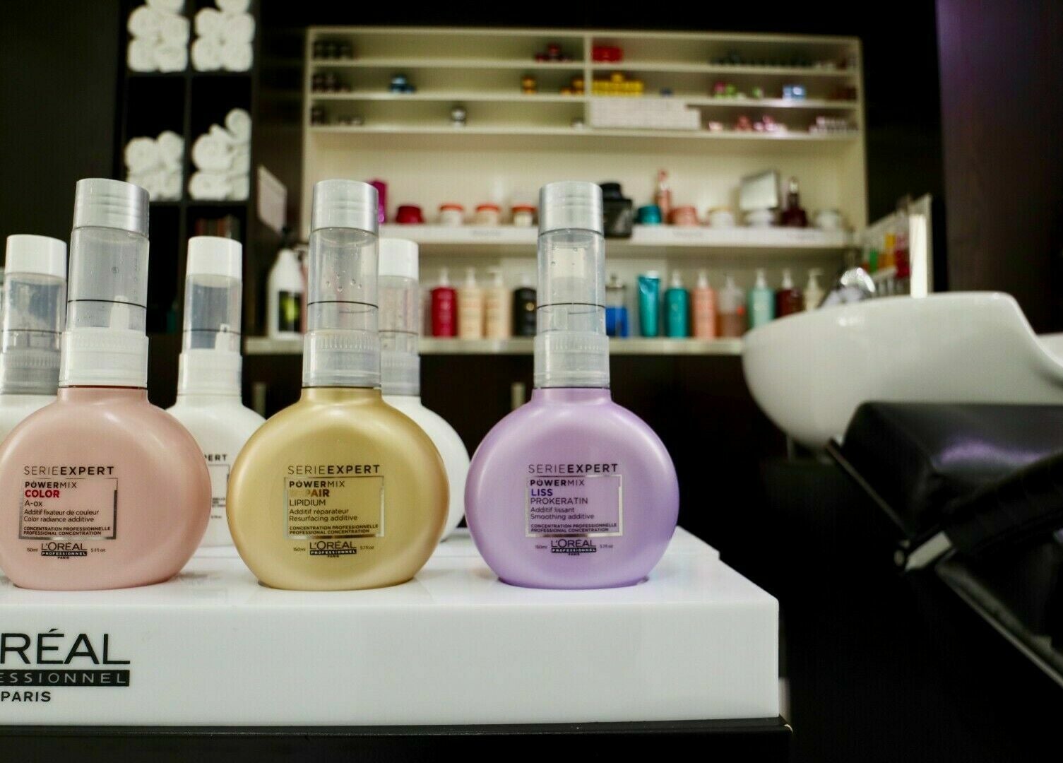 L'Oréal products at Honeyrose Spa & Salon, Dubai, Dubai, AE, offering premium hair care solutions.