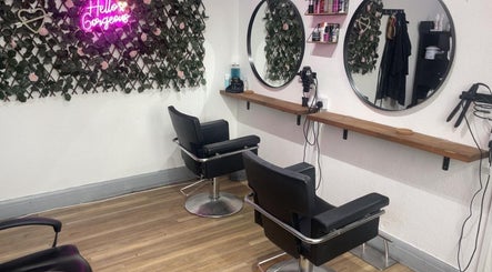 Chic salon interior with mirrors and seats at Klg Nails & Beauty, Tyldesley, England, GB.